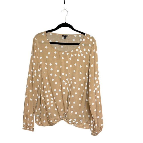Torrid Tan Polka Dot Blouse - Picture 2 of 7
